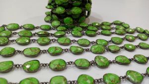 Cadena con Conector de Bisel de Turquesa Verde Natural en Forma Libre de 12 a 15 mm - Product Image 4