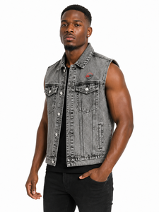 Gilet en jean pour homme 2026, confectionné en denim robuste, coupe sans manches élégante, poches pratiques et ajustement confortable, gilets en jean décontractés - Product Image 6