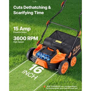 Sacchetto elettrico scaricatore 2-in-1 Dethatcher da 15 Amp da 14.5 galloni per raccolta di paglia da 5 posizioni - Product Image 3