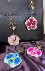 Luxury Artisan Beaded Embroidery <b>Keychain</b> Beautiful Handmade Purse Pendant - Product Image 2