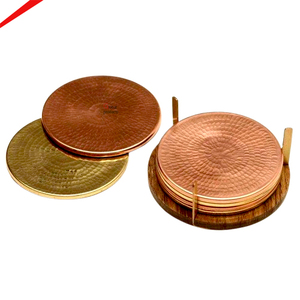 Magnifique ensemble de sous-verres en métal avec finition antique pour la décoration de mariage et de fête - Product Image 1