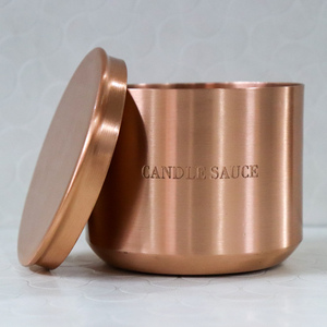 Premium Quality <b>Copper</b> Candle Jar with lid Natural Finish 4oz 8oz 10oz Luxury <b>Copper</b> Jar for Candles luxury candle jar with logo - Product Image 1