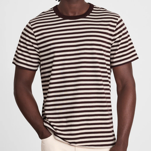 Short Sleeve Men's T-shirt Striped <b>Tshirts</b> Top <b>Summer</b> Crewneck Tee Organic Cotton t Shirt Sustainable T-shirts - Product Image 1