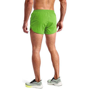 Men's <b>Lime</b> <b>Green</b> Split Running <b>Shorts</b> Neon High Visibility Workout Gym <b>Shorts</b> with Zipper Phone Pocket - Product Image 4
