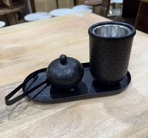 Modern Arabic Style Organic Eco-Friendly Metal Bakhoor Incense Burner Set <b>Storage</b> Jar for Home Decor Aromatherapy Anti-Odour - Product Image 2
