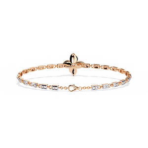 Floral <b>Bracelet</b> in 10k 14k Rose Gold Lab Grown Princess Cut Diamond | Elegant Minimal Flower Motif Chain Diamond Jewellery - Product Image 4