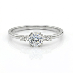 Bague de fiançailles en diamant de laboratoire rond gradué, plaqué or 18 carats, alliance délicate, cadeau d'anniversaire, bague de promesse, cadeau pour elle - Product Image 5