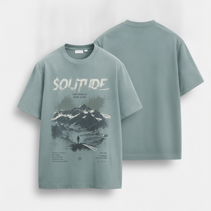 T-shirt à manches courtes et col rond pour homme, coupe ample, imprimé montagne Solitude, coupe régulière, décontracté, en jersey de coton - Product Image 5