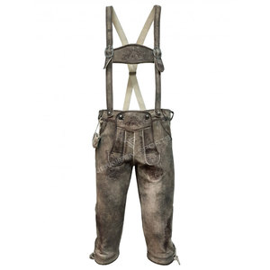 Pantalones Cortos de Cuero Clásicos para Hombre, Estilo Bávaro, hasta la Rodilla, con Tirantes, Bordados, de Piel de Vacuno y Ante, Estilo Alpino - Product Image 1
