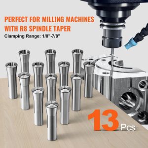 Set di 13 Pinze di Precisione R8 1/8FT 7/8FT 45° #   Mandrino portafresa 0.0012"/30 µm TIR 13, Scatole di stoccaggio etichettate per portautensili - Product Image 2