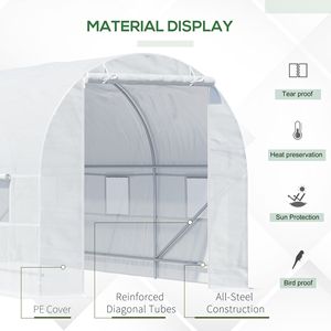15x7x7 High Tunnel Greenhouse Eco-Friendly <b>Planting</b> Garden with 6 Roll-up Windows and Roll Door 140 GSM PE Cover Steel <b>Frame</b> - Product Image 5