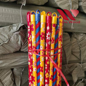 Balai à manche en bois portable, revêtement PVC, motif floral, écologique, poils doux, durable, léger, avec pelle à poussière - Product Image 1