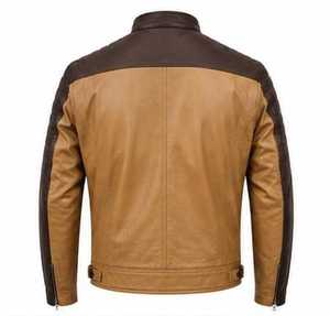Veste en cuir pour homme, coupe ajustée, col rabattu avec fermeture éclair en fausse fourrure - Product Image 4