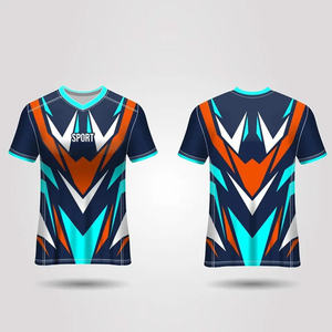Camiseta Deportiva Sublimada con Cuello en V SFIVE INDUSTRIES 2027, Azul Oscuro, Naranja, Cian, Secado Rápido, Unisex, para Adultos, Ropa para Deportes Electrónicos - Product Image 1