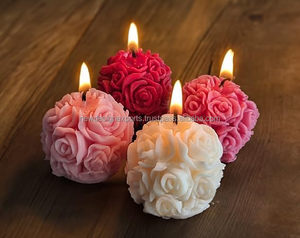 Pastel Rose Sphere Candle – Hand-Poured Scented Soy Wax Floral Sculpture Gift - Product Image 4