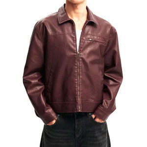 Stand Collar Style Full Zipper Design Customized 2026 Newest Design Adult Wear Unique Style <b>Men</b> Leather <b>Jackets</b> - Product Image 1