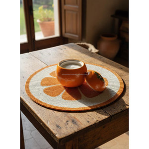 Salvamantel de Cuentas Redondas con Diseño de Rodajas de Cítricos, Hecho a Mano, de Cuentas de Vidrio, Naranja, para Mesa, Decoración Fresca para Mesa de Comedor - Product Image 5