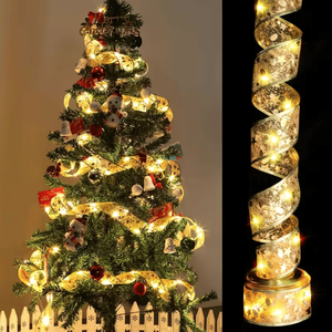 Nastro per Albero di Natale da 32 Piedi con 100 Luci LED e Alimentazione a Batteria - Filo Dorato per Decorazioni Festive - Product Image 3