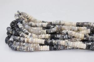Vente en gros de perles d'opale dendrite naturelle facettées en forme de pneu de 16 pouces, pierres précieuses en vrac, boutique de gemmes indienne pour la bijouterie - Product Image 4