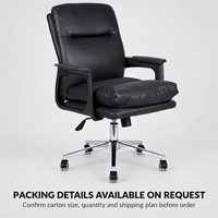 Chaise de bureau exécutive ergonomique moderne en cuir PU, avec rembourrage profond, base chromée, hauteur réglable, roulettes pivotantes, pour usage scolaire