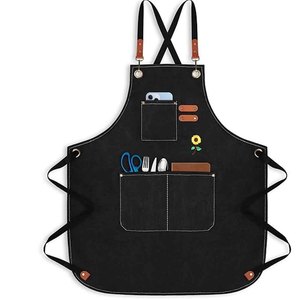 Custom Canvas <b>Kitchen</b> <b>Apron</b> Waterproof Cotton Chef <b>Apron</b> Adjustable Cooking <b>Apron</b> with Large Pockets Wholesale - Product Image 4