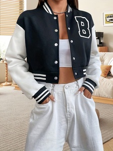 Chaqueta Corta de Invierno para Mujer, Cortavientos, con Cuello Redondo, Estilo Universitario, con Cuello Plegable Transpirable, Estilo Otoñal - Product Image 2