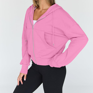 Custom Women Cropped Hoodie Fleece Pullover Sweatshirt Casual Fitness Streetwear Long Sleeve Private Label ODM Apparel - Product Image 3