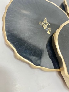 Extreme Black Plated Design Resin Coaster Material Extra Good Cost mats pads Most Quality <b>Glitter</b> Design Resin Epoxy Coasters - Product Image 6