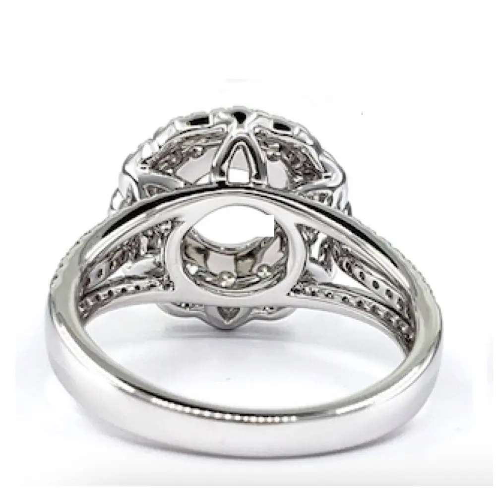 Consegna veloce HongKong anelli di fidanzamento con anello Semi-anello in oro bianco massiccio 18 carati fatti a mano di alta qualità per le donne