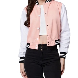 Custom Women PU Leather Varsity <b>Jacket</b> Cropped Letterman Baseball Bomber Coat Vintage Embroidered Logo American College - Product Image 3
