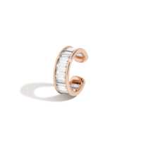 Manchette d'oreille coulissante non percée en or massif 14K 18K avec diamant de laboratoire taille baguette serti en canal, vente en gros fabricant