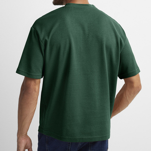 เสื้อยืดคอกลมแขนสั้นสีเขียวเข้มสำหรับผู้ชาย ทรงลำลอง ใส่สบาย นุ่มสบาย เหมาะสำหรับทุกวัน ผ้าฝ้ายฟลีซ 100% - Product Image 2