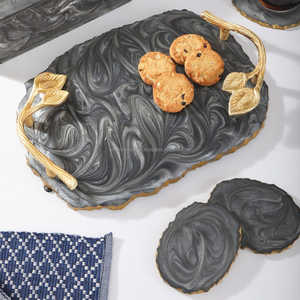 Bandeja chapada en resina hecha a mano, juego de posavasos de bandeja para servir, madera de alta calidad, personalizado, hogar, restaurante, comida india, ocasiones - Product Image 2