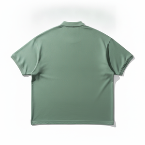 2026 Summer Green Short <b>Sleeve</b> <b>Polo</b> <b>Shirt</b> With Geometric Embroidery Front Casual Style 100% Cotton Oxford Fabric Breathable - Product Image 3