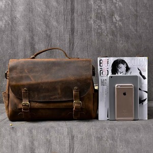 Sac à main d'affaires rétro en cuir de vache véritable pour hommes, sacoche pour ordinateur portable de 15.6 pouces, sacs à bandoulière LLB-0380 - Product Image 1