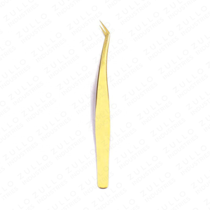 Premium Gold Titanium Coated Stainless Steel Eyelash Tweezers Custom Private Label Pointed Tip OEM Precision Lash <b>Tool</b> - Product Image 5