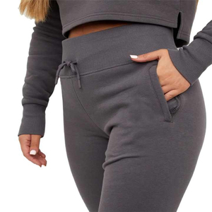 Conjunto Deportivo de Punto Gris para Mujer, Corte Ajustado, Informal, Sudadera con Capucha y Bolsillo, Transpirable, para Todas las Temporadas - Product Image 6