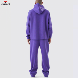 Survêtement décontracté à capuche 2-en-1 pour homme, 100 % coton, imprimé personnalisé, hiver, uni, léger, haute qualité - Product Image 2