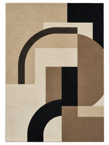 Tapis en laine tufté à la main sur mesure OEM, style Bauhaus du milieu du siècle, camel et noir, pour salon, fabriqué en Inde - Product Image 6