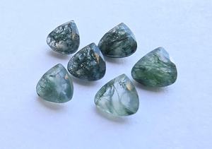 หินมอสอาเกตทรงหัวใจเจียระไน หินอัญมณีปรับขนาดสำหรับทำเครื่องประดับ หินคริสตัลบำบัด - Product Image 6