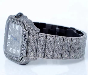 Luxury Black Diamond <b>Watch</b> Square <b>Case</b> 30mm ETA Automatic Analog Roman Numeral Glass Dial Stainless Steel Band 20mm - Product Image 2