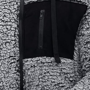 Chaqueta con Capucha de Forro Polar Gris para Hombre con Panel Negro, Cortavientos, Informal, para Invierno, Corte Regular - Product Image 2