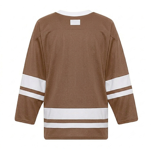 manufacturer warm brown Ice Hockey Jersey high quality Mesh Fabric jersey fabric team sports apparel polyester <b>athletic</b> v neck - Product Image 2