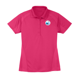 Polo en maille rose vif pour femme, anti-humidité, avec broderie, manches courtes, col, vêtement de performance sportive pour le golf - Product Image 1