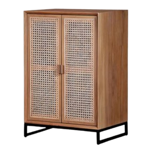 ตู้หวายธรรมชาติสองประตูวัสดุไม้สักสำหรับเฟอร์นิเจอร์ห้องรับแขก - Product Image 5