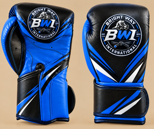 Gants de boxe Bright Way International en PU, noirs et rouges, avec fermeture à lacets, sangle de poignet réglable, imperméables, pour arts martiaux - Product Image 1