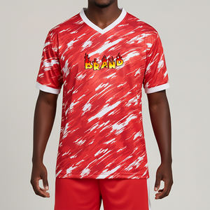 Camiseta de Fútbol Personalizada de Alta Calidad para Adultos, 100% Poliéster, Sublimada, Transpirable, de Secado Rápido, Cuello en V, Personalizable para Hombre - Product Image 4