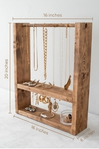 Wooden Jewelry Organizer Rectangular Minimalist Necklace Stand Multi Functional Home <b>Decor</b> for <b>Bedroom</b> Tabletop Display - Product Image 2