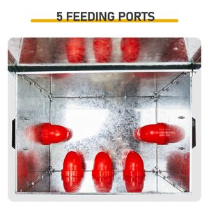 Mangiatoia Automatica per Pollame in Metallo di Grande Capacità, 5 Porte, Resistente a Polli e Roditori, con Coperchio Zincato, Nuova Condizione per Uso Agricolo - Product Image 5