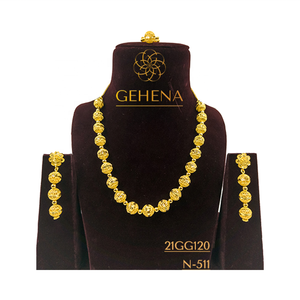 Diseñador elegante de moda 24K chapado en oro 5 gramos Collar corto conjunto pendiente anillo Sexy elegante joyería de moda para fiesta de boda - Product Image 1